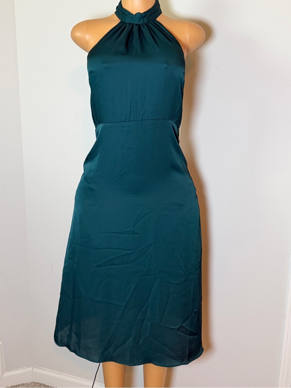Express Satin Halter Midi Dress